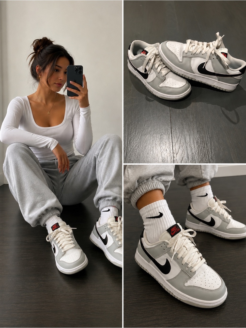 Nike Dunk Low Light Gray White Sneakers Women’s 10 EU 41 Excellent Condition